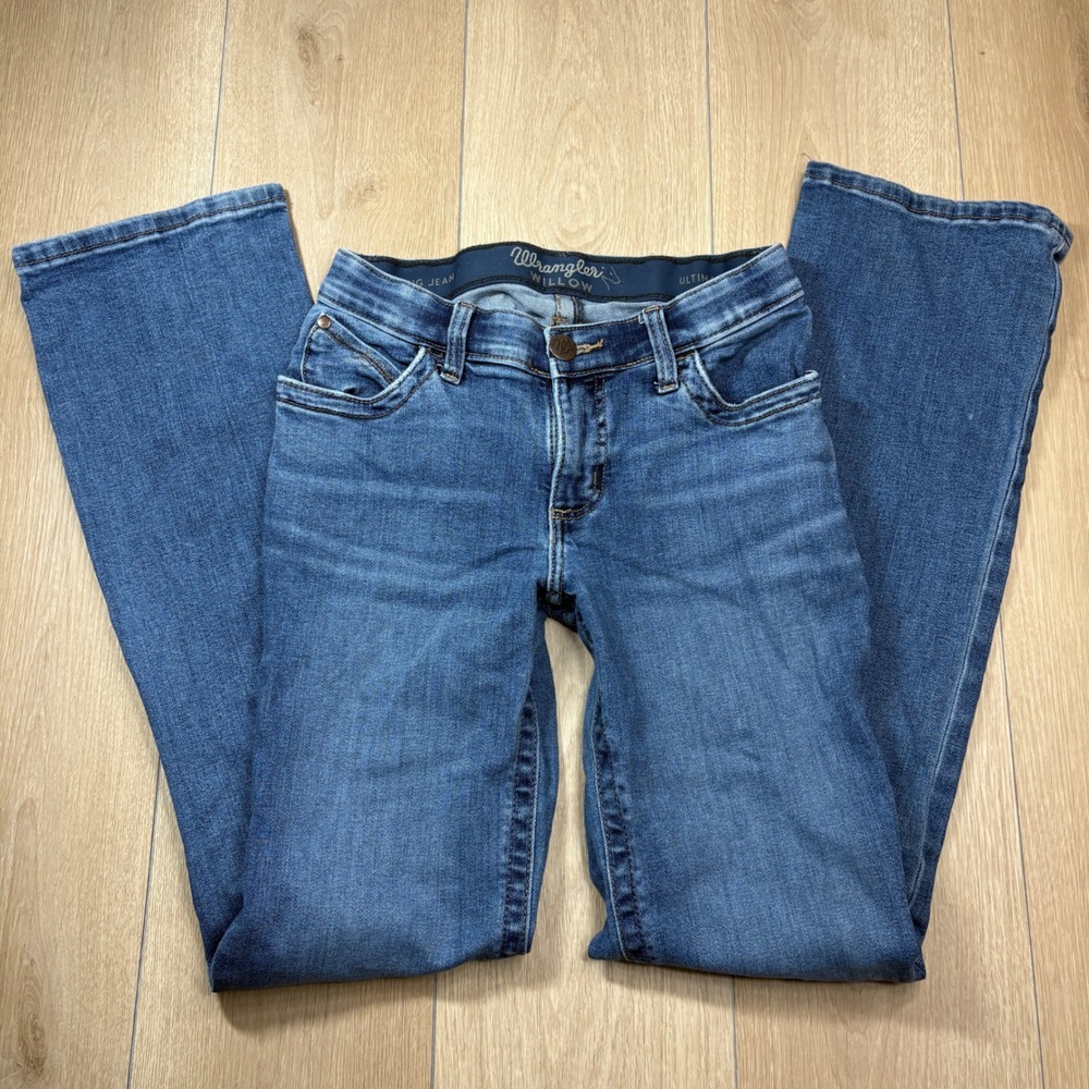 Wrangler Willow Ultimate Riding Jeans Womens Blue Western Bootcut Mid Rise 28x32